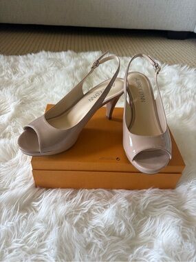 Aubrey Lynn Nude apparent Slingback heel Size 7.5